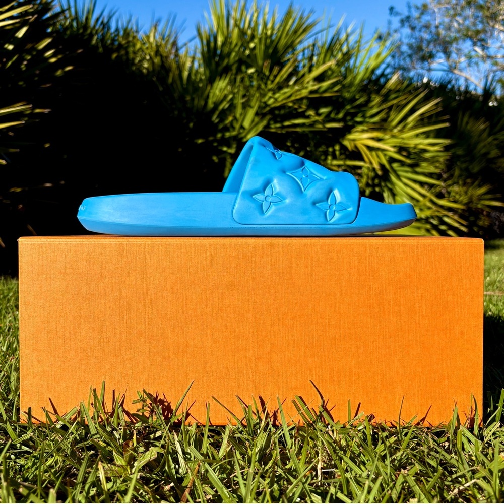 Louis Vuitton Blue Waterfront Mule Slide Size 10.5 Abloh FW21 Collector Sandal - Picture 4 of 16